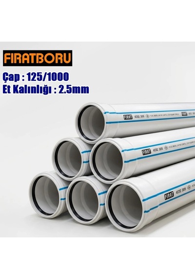 Fırat 125/1000mm Pvc Atık Su Borusu, 2.5mm Et Kalınlığı, 1 Adet