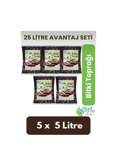 Plant Home Powermix 25 Lt Organik Bitki Toprağı 5 5 Litre Paket Böcek Sinek Yapmaz Torf-cocopeat-perlit 25 L