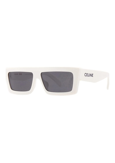 Celine Cl40214u 25a Unisex Güneş Gözlüğü - Kare Form Beyaz Kemik Çerçeveli Füme Camlı Çok Renkli