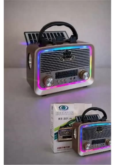 Everton Rt-301.m Bluetooth-usb-sd-fm Şarjlı,solarlı,ledli, Nostaljik Radyo El Fenerl Radyo