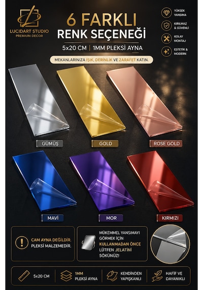 10 Adet 5x20cm Dekoratif Pleksi Ayna Kendinden Yapışkanlı Pleksi Duvar Aynası Gümüş Gold Rose Gold Mavi Mor Kırmızı Duvar Dekorasyonu Pleksi Ayna Mor Mor