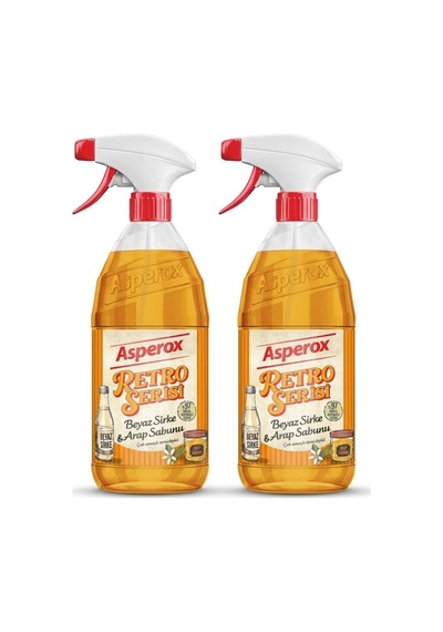 Asperox Retro Serisi Beyaz Sirke & Arap Sabunu Çok Amaçlı Yüzey Temizleyici Sprey 1 L X 2 Adet 2'li Set