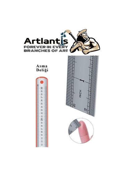 Artlantis Çelik Cetvel 30 Cm Ve Kretuar Bıçağı 5 Yedek Bıcaklı 1 Adet Paslanmaz Çelik Metal Çetvel 30 Santimetr Genel