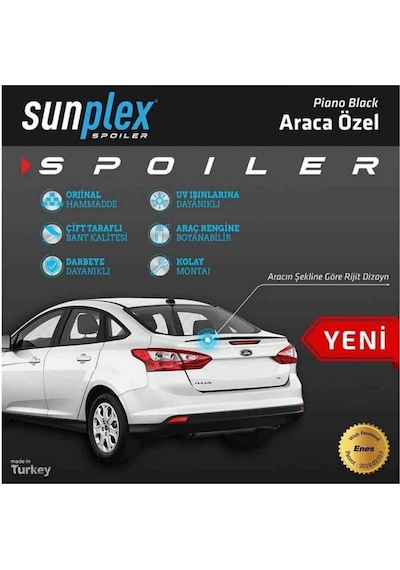Hyundai Accent Blue Spoiler Piano Black 2011-2018 Arası Modellere Uyumlu Sunplex