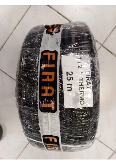 Fırat Thermo Bezli Bahçe Sulama Hortumu 1/2" - 25 Metre, Siyah Renk
