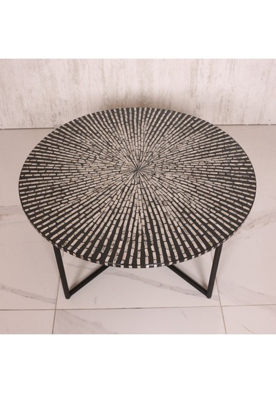 Boğaziçi Sedefli Demir Ayaklı Sehpa 82x47 Cm Siyah