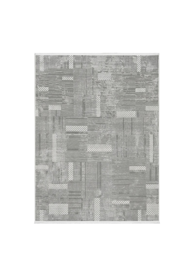 Merinos Vista %100 Akrilik Gri Geometrik Desenli Kesme Halı Yolluk Antre Koridor Salon Halısı 79297-95