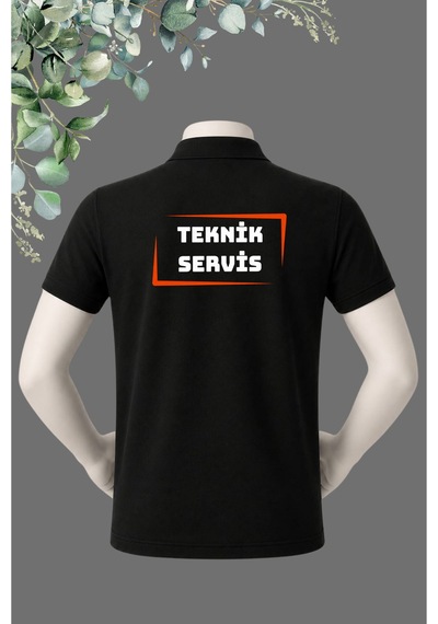 Dafri Teknik Servis Baskılı Polo Yaka Tişört Siyah