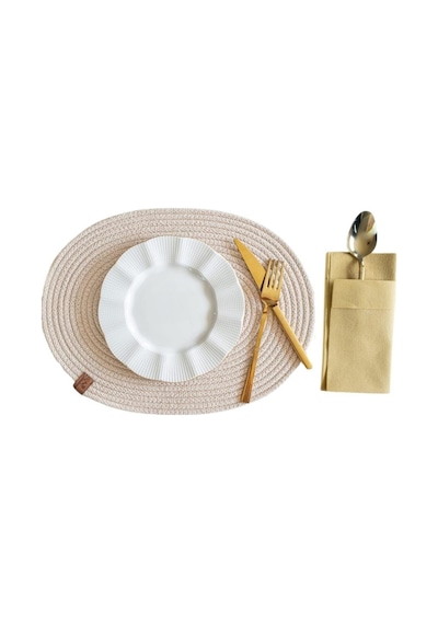 Vos Versa Amerikan Servis Tekli Supla Lux Sunum Tabak Altlığ - Oval Bej Vvhm0037-394 - Bej