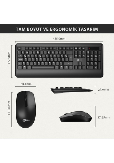 Lecoo KW202 Kablosuz Türkçe Q Klavye & Mouse Set