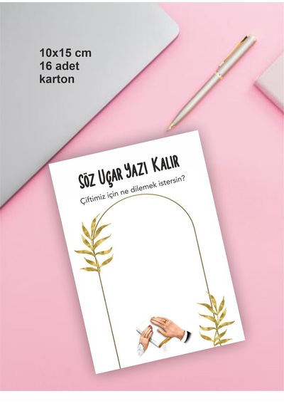 Düğün Nişan Nikah Dilek Anı Kartı 16 Adet