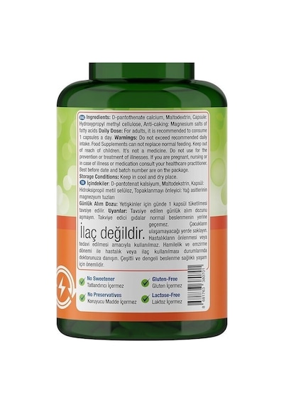 Natures Supreme Vitamin B5 500 Mg 100 Kapsül Aromasiz