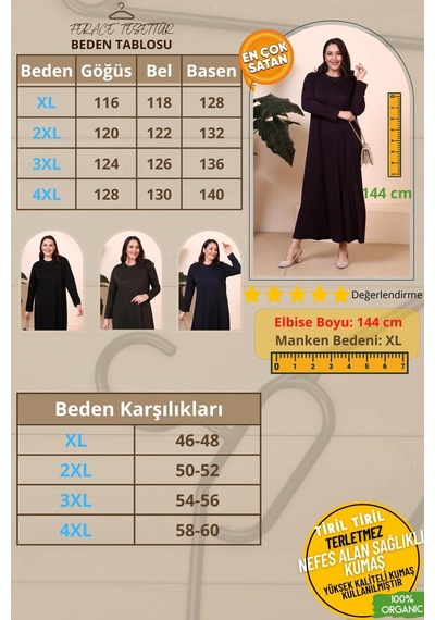 Ferace Tesettur Giyim Elbise Boydan Kadin Anne Buyuk Beden Elbise 001