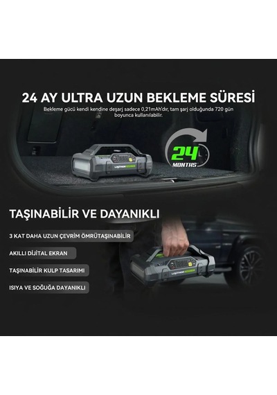 Lokithor Ja3000pro 12v 3000amp Lifepo4 Akıllı Akü + Pompa + + Led Lamba