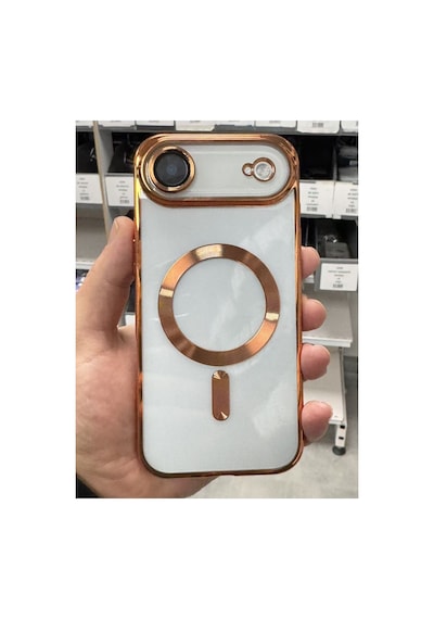 Fibaks iPhone 17 Air Uyumlu Kılıf Kamera Lens Korumalı Magsafe Şarj Kilifi Şeffaf Renkli Yumuşak Kapak Turuncu
