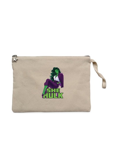 She Hulk Digital Krem Clutch Astarlı Cüzdan / El Çantası Krem
