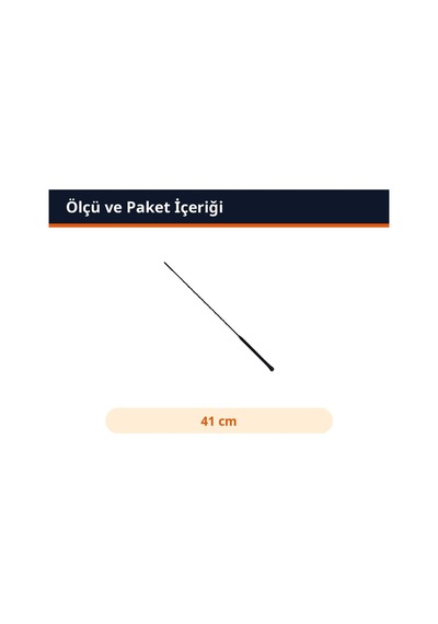 Trobus Oto Anten Çubuk Tip Uzun Universal 41 Cm Siyah