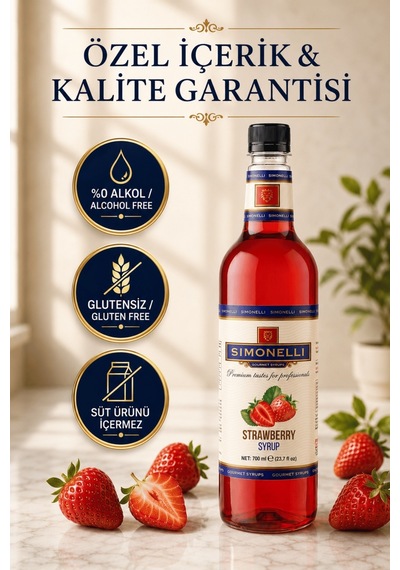 Simonelli Çi̇lek Kahve Şurubu 700 ML + Pompa