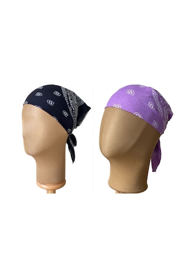 Pamuklu Klasik Desen Unisex 2li Bandana Seti Renkli Bandana Etnik Desenli A Kalite Bandana Siyah - Lila