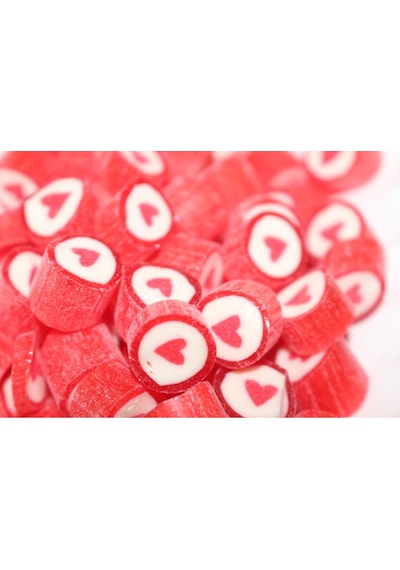 Kırmızı Kalp Desenli Lolly Akide Şeker 1000 Gr