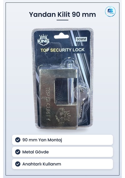 Yandan Kilit 90 Mm Güvenlik Kilidi Kapı Anahtarlı Metal Yan Monta