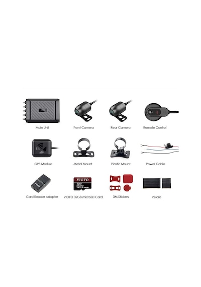 Viofo MT1 2 Kameralı Ön-Arka Full HD WiFi GPS'li Motosiklet Kamerası