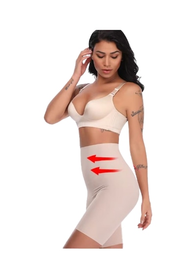 Dikişsiz Görünmez Yüksek Bel Shapewear Şort Vücut Şekillendirici Şort Elbiseler Altına Ten