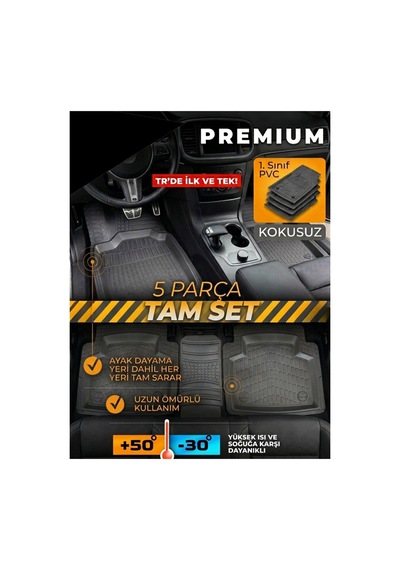 Hyundai İ30 Premium Üniversal Oto Paspas Gri 4d Havuzlu