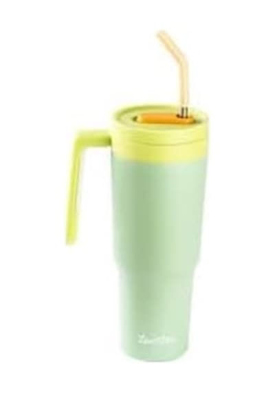 Yeşil Pipetli Paslanmaz Çelik Termos Bardak 1.2l