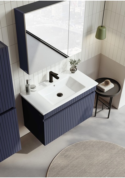Orka Tivoli 85 Cm Mat Lacivert Banyo Dolabı Alt Modül Lavabo Lacivert