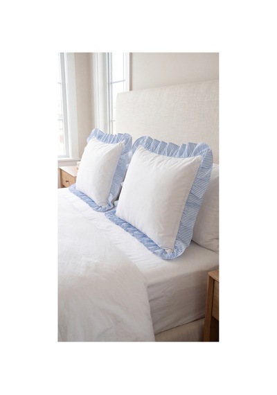 2'li Pamuklu Kumaş Çizgili Fırfırlı Yastık Kılıfı50x70 Cm Mavi - 905308848 Mavi