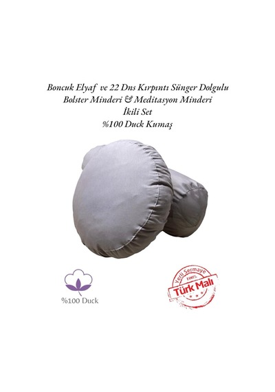 Remege Meditasyon Minderi & Bolster Minderi İkili Set Gri Gr3 Gri