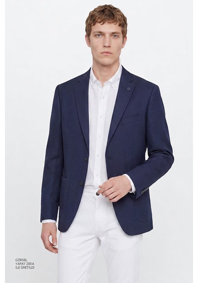 Erkek Lacı Slim Fit Dar Kesim Mono Yaka Torba Cepli Blazer Ceket Lacı