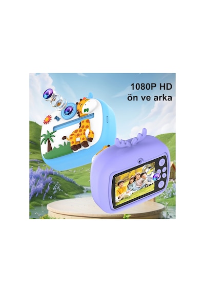 Çocuk Fotoğraf Makinesi - Şipşak Termal Yazıcılı, 1080p Hd Çift Kameralı Dijital Çocuk Kamerası