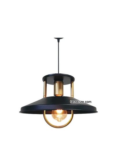 Tarzavize Trt40 Dekoratif Siyah Tekli Retro Modern Sarkıt Avize Siyah