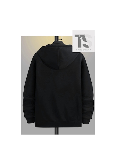 Tarzsokak Şimşek Bulut Sweatshirt Fermuarlı Hırka Siyah