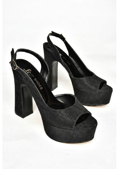 Fox Shoes S246059914 Siyah Sim Platform Topuklu Kadın Ayakkabı Siyah