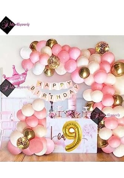 Bkmc Kızlar İçin Pembe Kraliçe Taçlı Lüks 9 Yaş Doğum Günü Parti Süsü İyiki Doğdun Bmcnm868 256