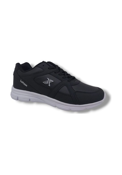 Zerhan Lutton 350 Unisex Siyah Bağcıklı Yürüyüş Koşu Büyük Numara Spor Ayakkabı 45 46 47 48 Siyah