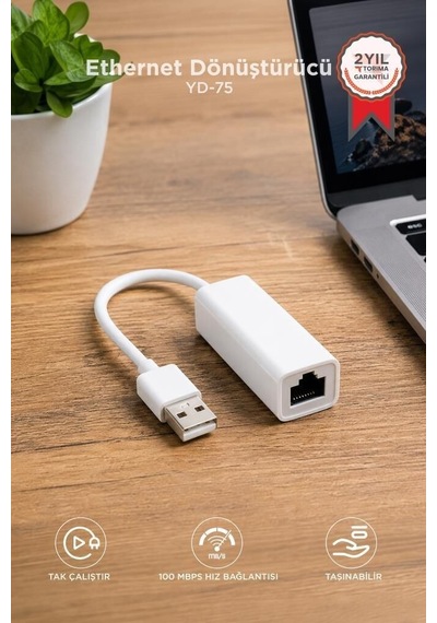 Özel Üretim Tablet Aktarım Çözüm Ethernet Dönüştürücü Usb 2.0 Çevirici Adaptörü Yd75 Beyaz