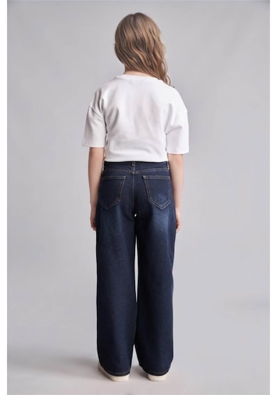 Defacto %100 Pamuk Straight Fit Koyu Mavi Kız Çocuk Jean Pantolon H6246a8/nm34
