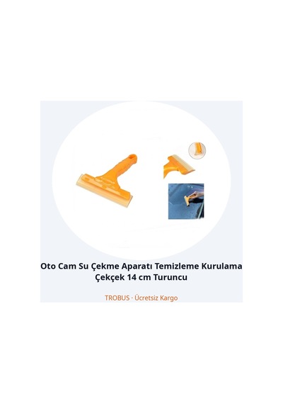 Trobus Oto Cam Su Çekme Aparatı Temizleme Kurulama Çekçek 14 Cm Turuncu