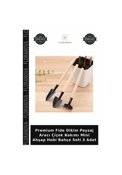 Premium Fide Dikim Peyzaj Aracı Çiçek Bakımı Mini Ahşap Hobi Bahçe Seti 3 Adet