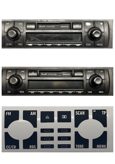 A4 B6 - B7 Kasa 2001-2008 Arası Radio Teyp Ünitesi Tuş Takımı Tamir Kiti Sticker Etiketi 1 Adet