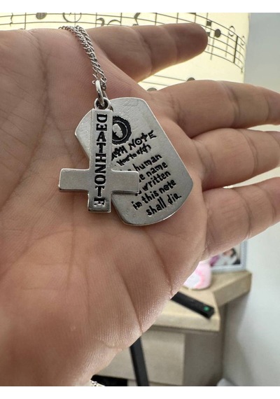 Death Note Kitap Tasarımlı Künye Kolye 60 Cm Zincirli Unisex Metal Aksesuar Çok renkli