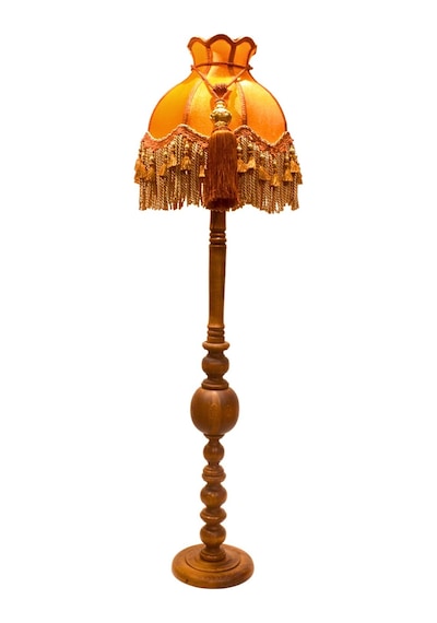 Kiremit Renk Kadife Lambader Kahve Ahşap Ayak Vintage Lm01298