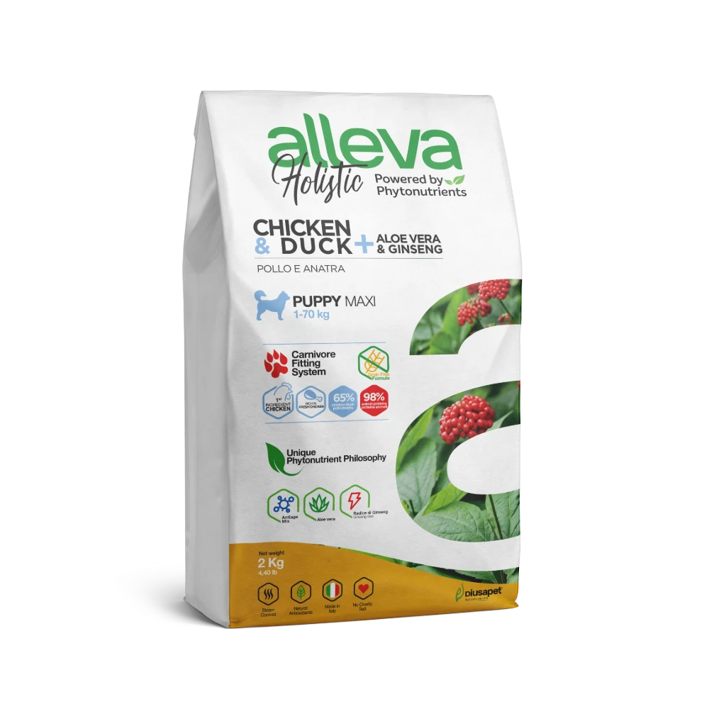 Alleva Holistik Tavuk & Ördek Tahılsız Maxi Irk Yavru Köpek Maması 2 Kg
