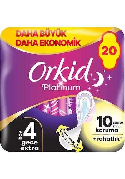 Orkid Platinum Hijyenik Ped Gece Ekstra 20'li