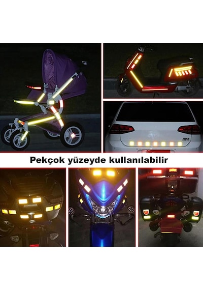 Reflektörlü Reflektif Fosforlu Şerit Bant Ikaz Bandı 5 Metre