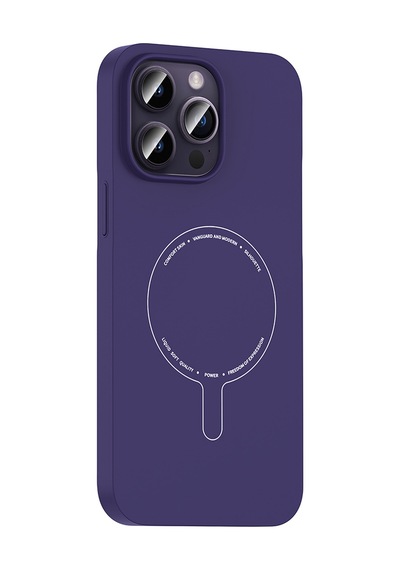 iPhone Uyumlu 14 Pro Max Kılıf M-safe Şarj Özellikli Kamera Korumalı Ardx Elio Sert Pc Kapak - Derin Mor Çok Renkli
